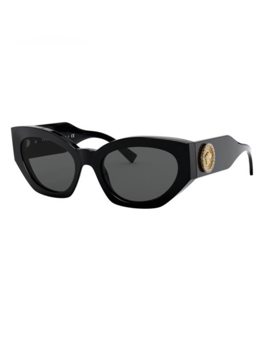 Versace Black Cat-Eye Sunglasses with Gold Medallion